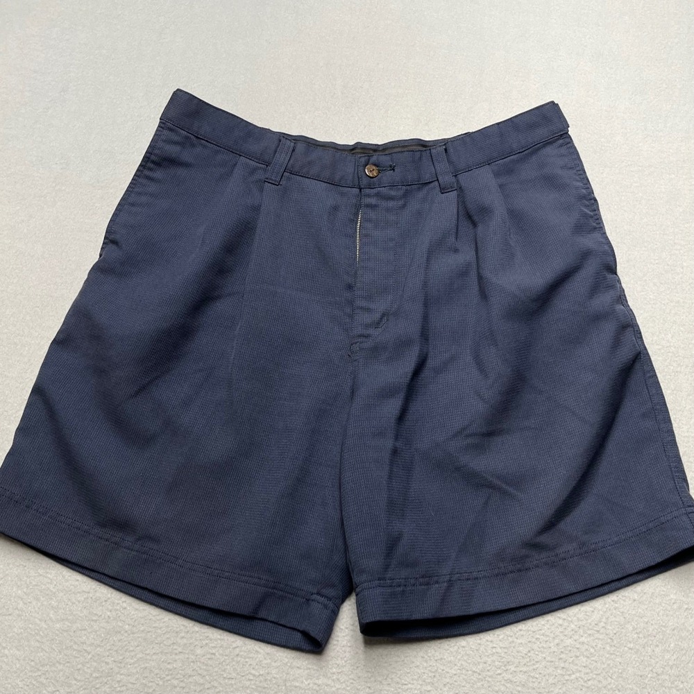 Big Dogs Resortwear Mens Navy Blue Pleated‎ Shorts Size 38 Rayon Blend Casual